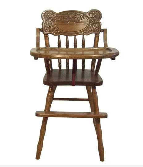 Amish Oak Wood Sunburst High Chair