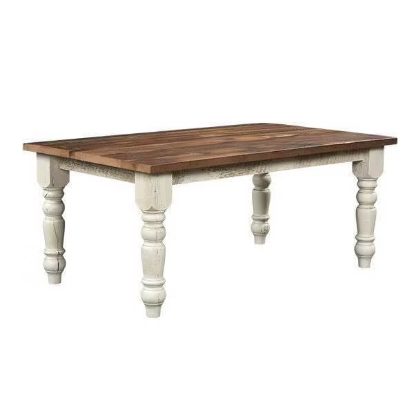 Reclaimed Barnwood Solid Top Dining Table White Legs