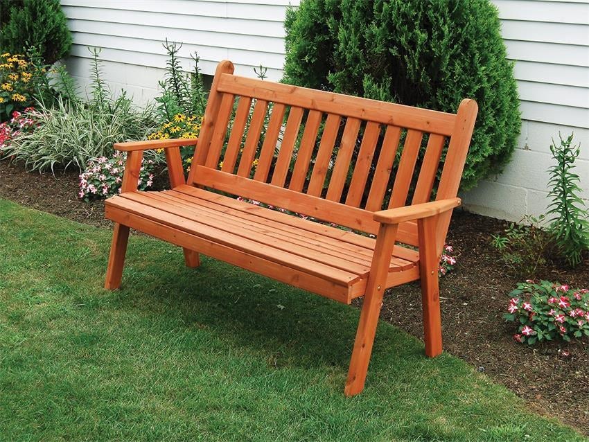 Amish Cedar Wood Traditional English Garden Bench