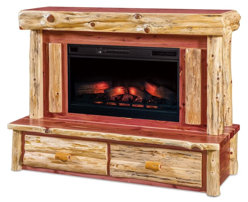 log electric fireplace with mantel and Classic Flame insert