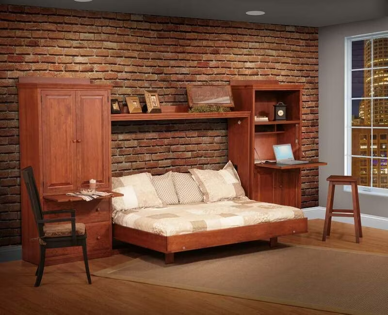 wood horizontal murphy bed
