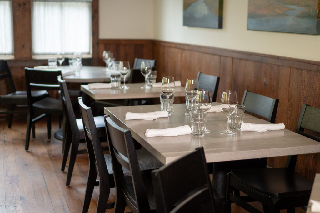 Amish Atkinson Side Dining Chair at Roswell, GA restaurant Table & Main