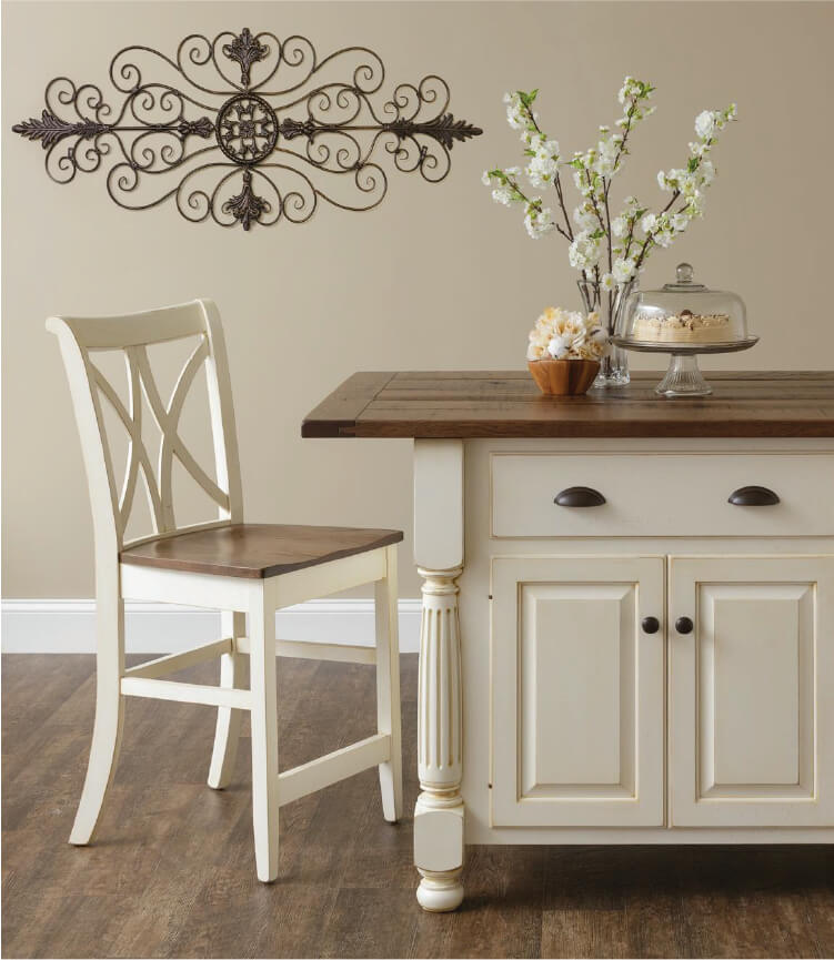 French Country Style Kitchen Island and Bar Stool
