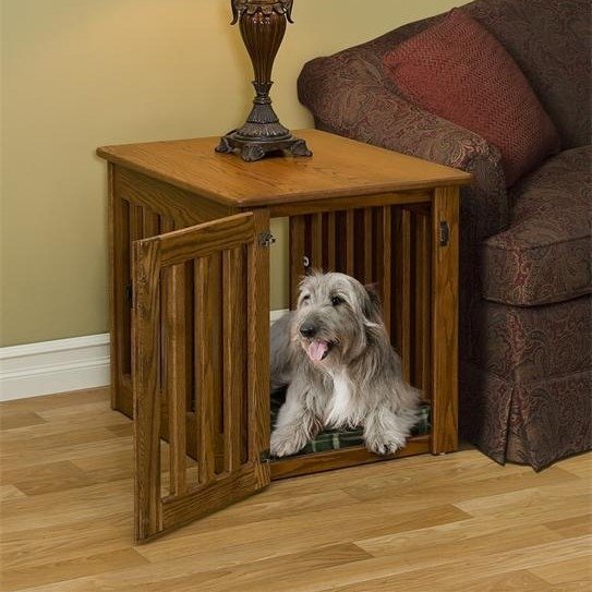 Amish Mission Dog Crate End Table