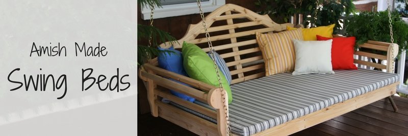 amish made swing beds, swing bed, wood swing bed, porch swing bed