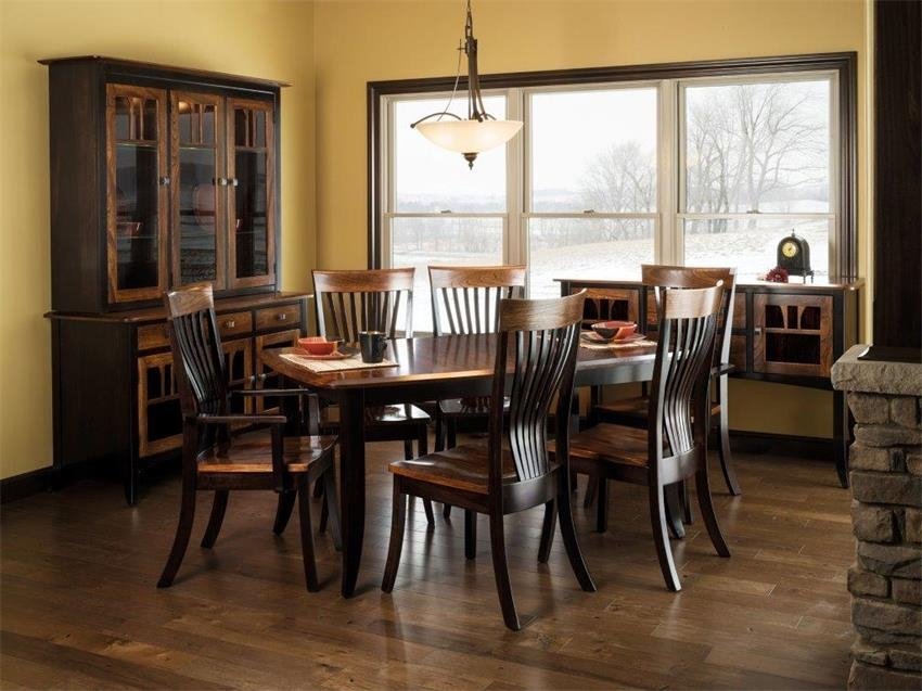 Christy Dining Set in Contrasting Grey Elm and Brown Maple