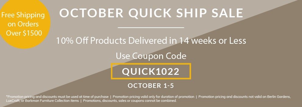 October Quick Ship Sale
