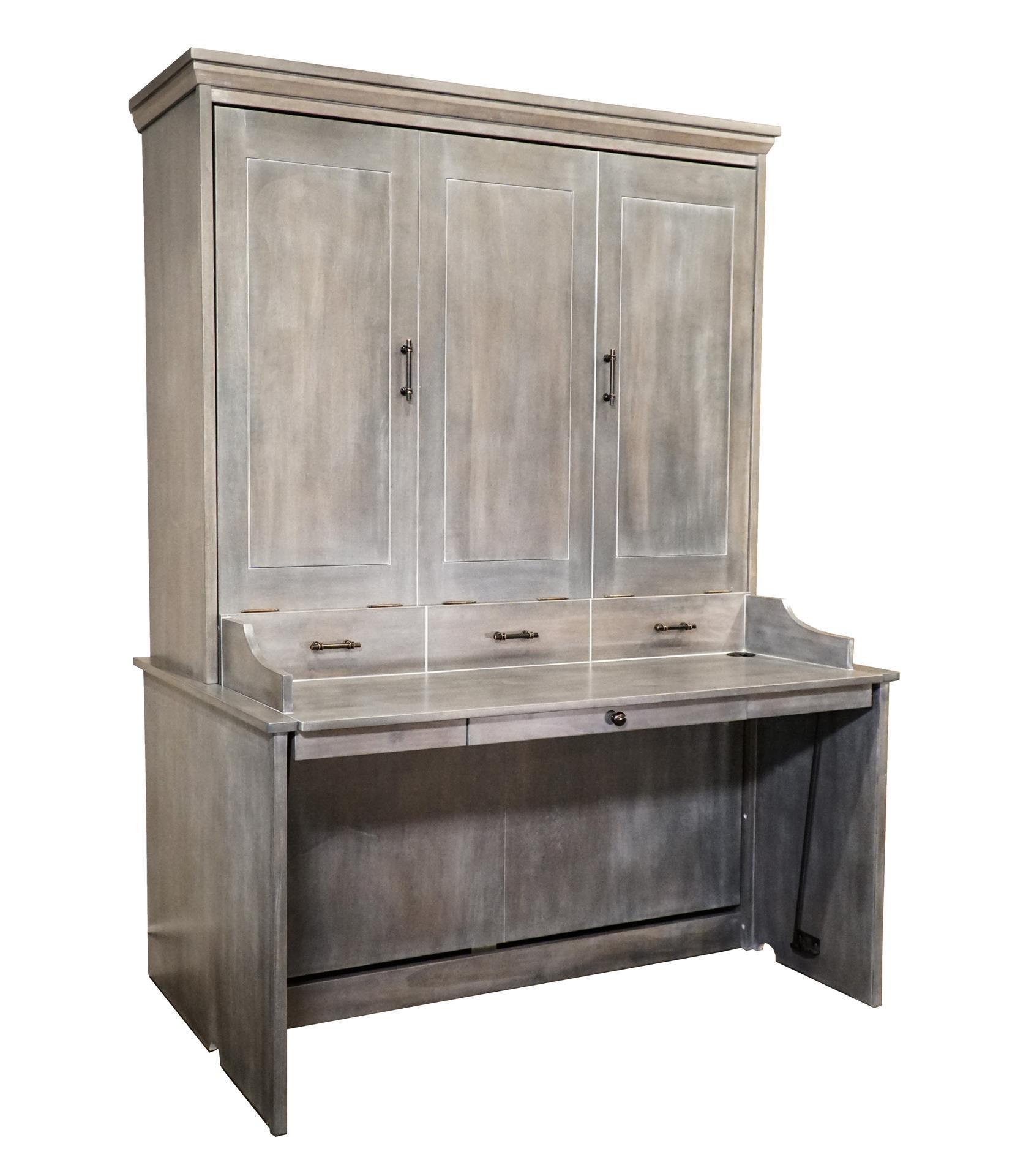 Murphy Desk Bed with Glazed Antique Slate Finish 080214