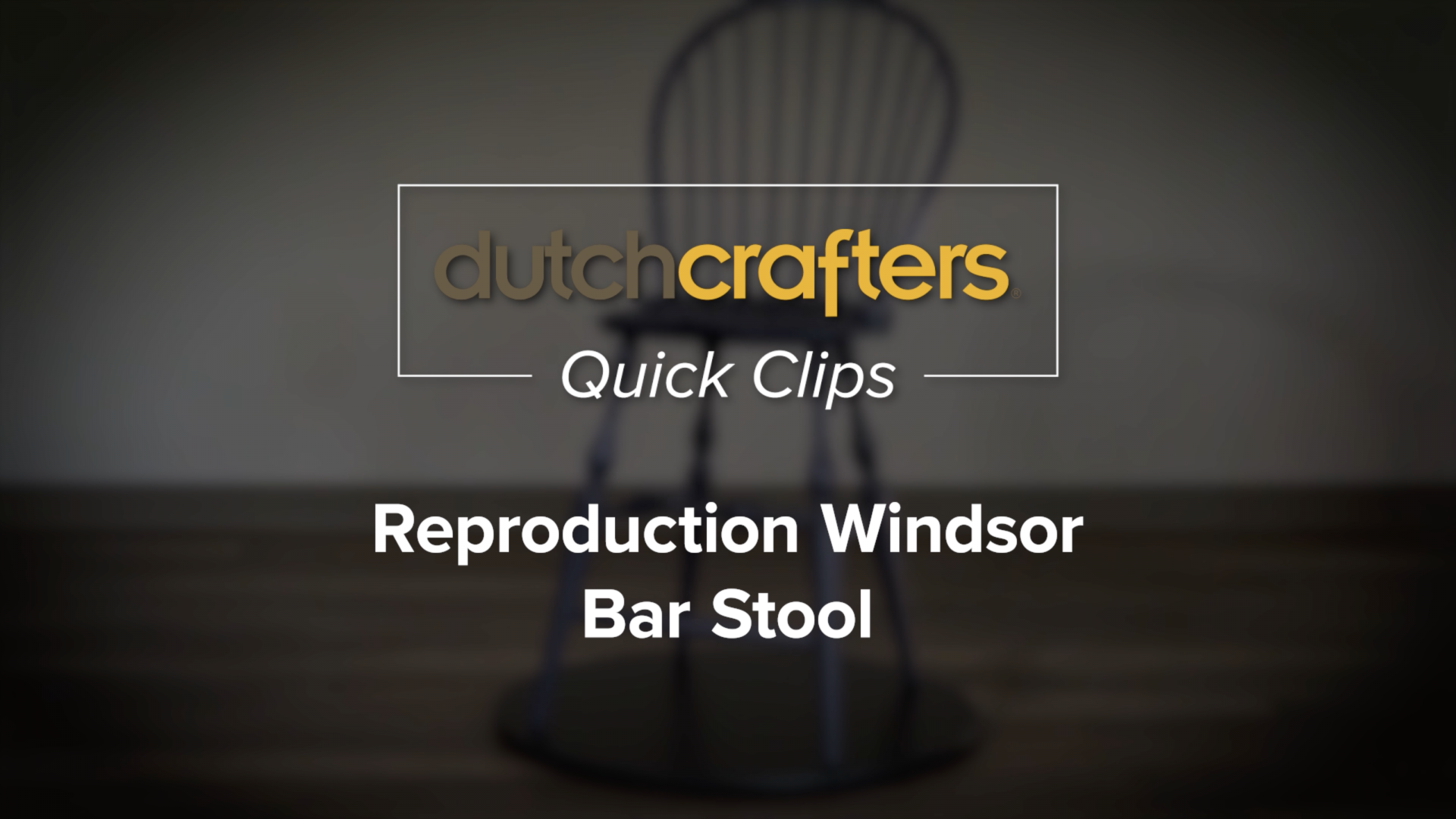 DutchCrafters Quick Clips: Reproduction Windsor Bar Stool