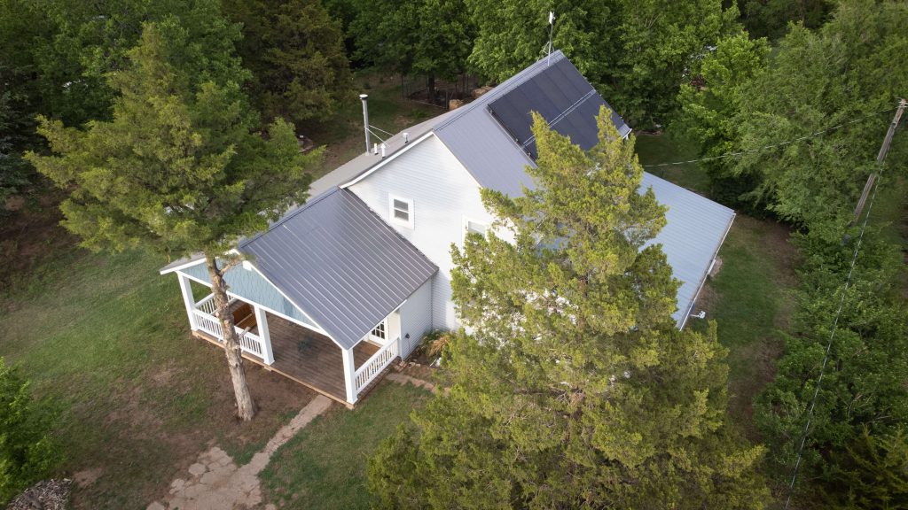 Aerial Photo of a DutchCrafters Customer House with Solar Panels