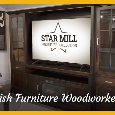 Video Title for Star Mill Furniture Collection, An Amish Furniture Woodworker Story featuring a large solid wood fireplace entertainment center