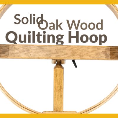 Video Title featuring a close-up photo on a white background and the words Solid Oak Wood Quilting Hoop