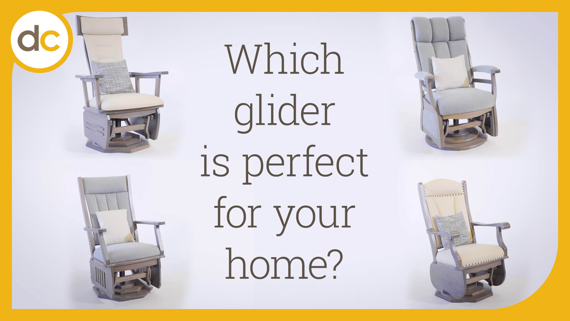 4 glider chairs on a white background with the text Which glider is perfect for your home?
