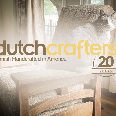 DutchCrafters 20 Years Logo with a Mission Style Recliner