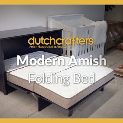 DutchCrafters Modern Amish Folding Bed title over an image of the product