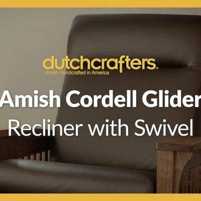 Video thumbnail image of recliner with title Amish Cordell Glider Recliner with Swivel